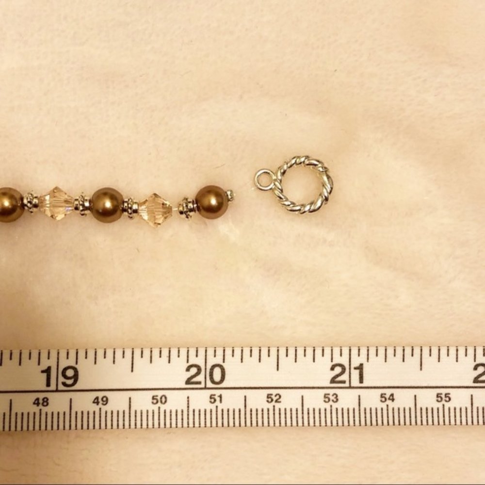 Swarovski Brown Crystal & Pearl Beaded Necklace - Picture 4 of 4